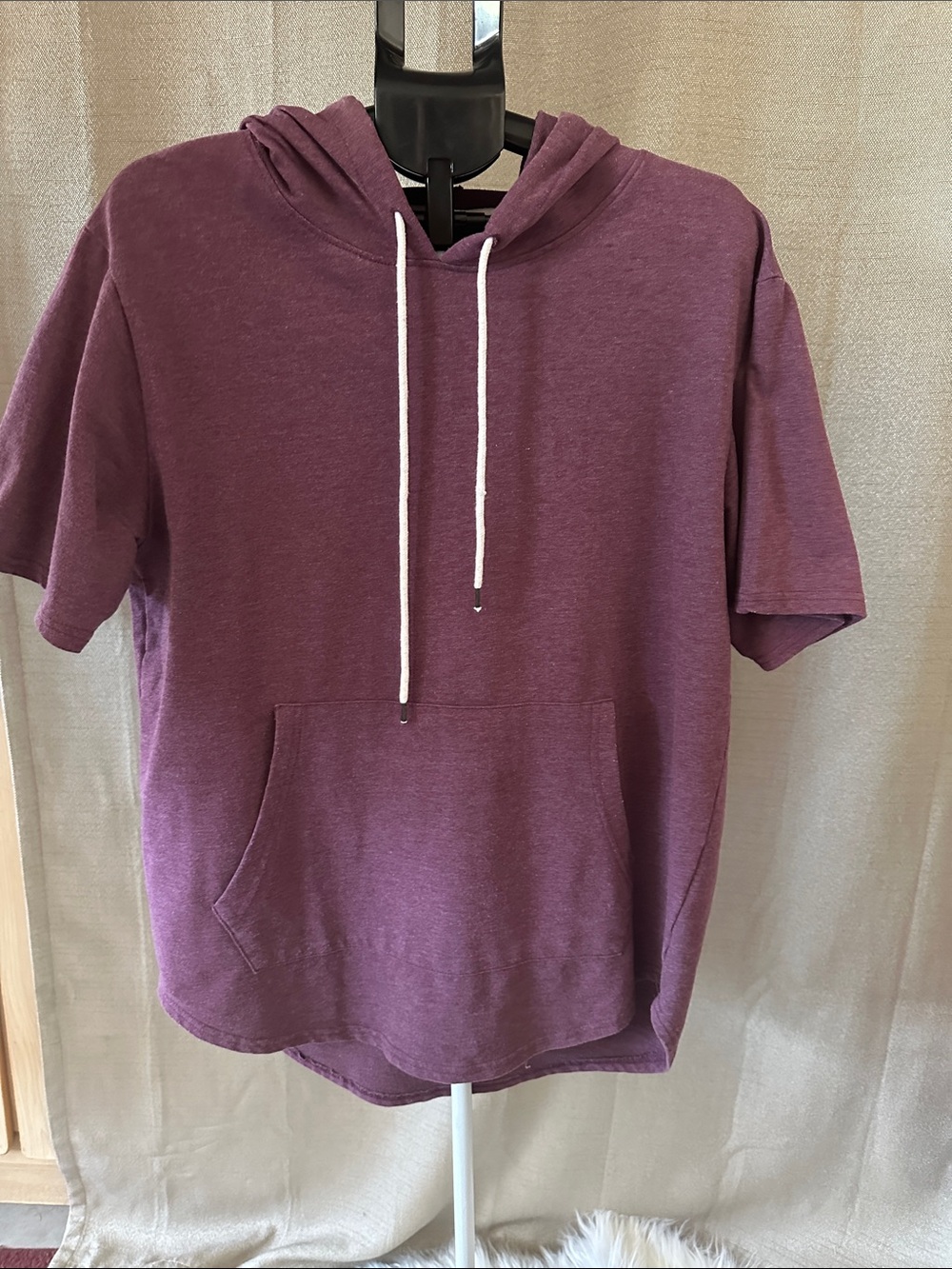 Women's Short Sleeve Hoodie in Plum
